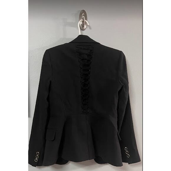 Cache Blazer with Corset Back, Lace and Animal Print Interior Sz 2 - Picture 2 of 7